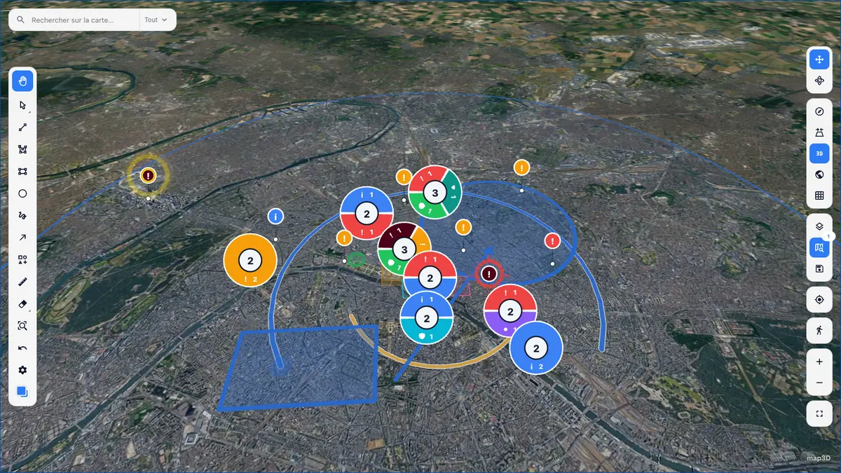 The same map in light theme, seen from a low angle